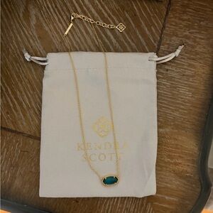 Kendra Scott Gold Necklace with Emerald Stone